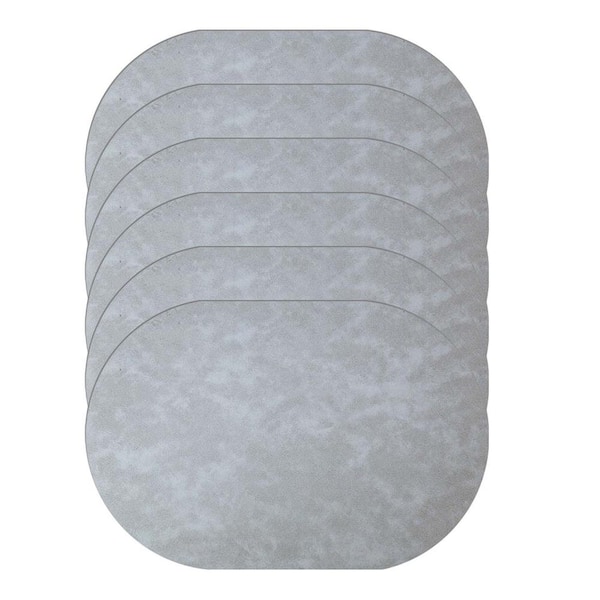 Vsmile 11.8 in. x 17.5 in. Grays Reversible Leather Placemats, Elliptical Waterproof Placemats (Set of 6)
