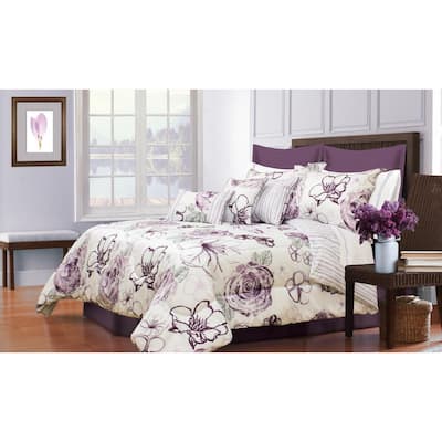 Safdie & Co. Purple Floral Queen Polyester Comforter Only