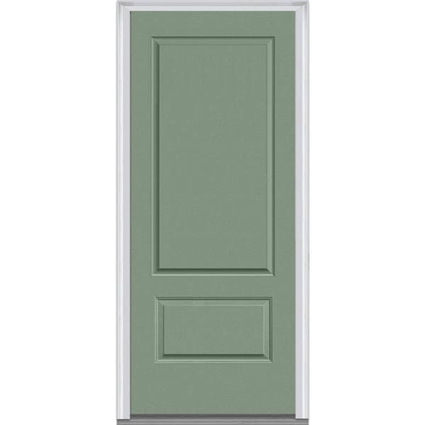 MMI Door 36 in. x 80 in. Left-Hand Inswing 2-Panel Classic Painted Fiberglass Smooth Prehung Front Door