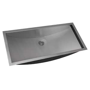 30 x 14 in. Brushed Gray Stainless Steel Rectangular Bathroom Sink Undermount