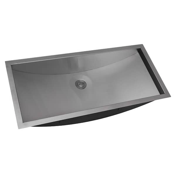 Ariaso 30 in. Undermount Rectangular 16-Gauge Brushed Stainless Steel Bathroom Sink