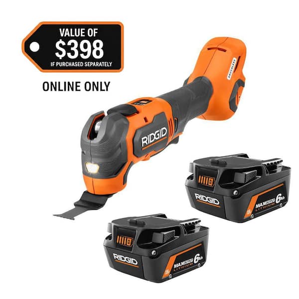 18V 6.0 Ah MAX Output Lithium-Ion Batteries (2-Pack) with 18V Brushless Cordless Multi-Tool