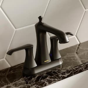 Woodburn 4 in. Centerset 2-Handle Bathroom Faucet with Matching Pop-Up Drain in Matte Black