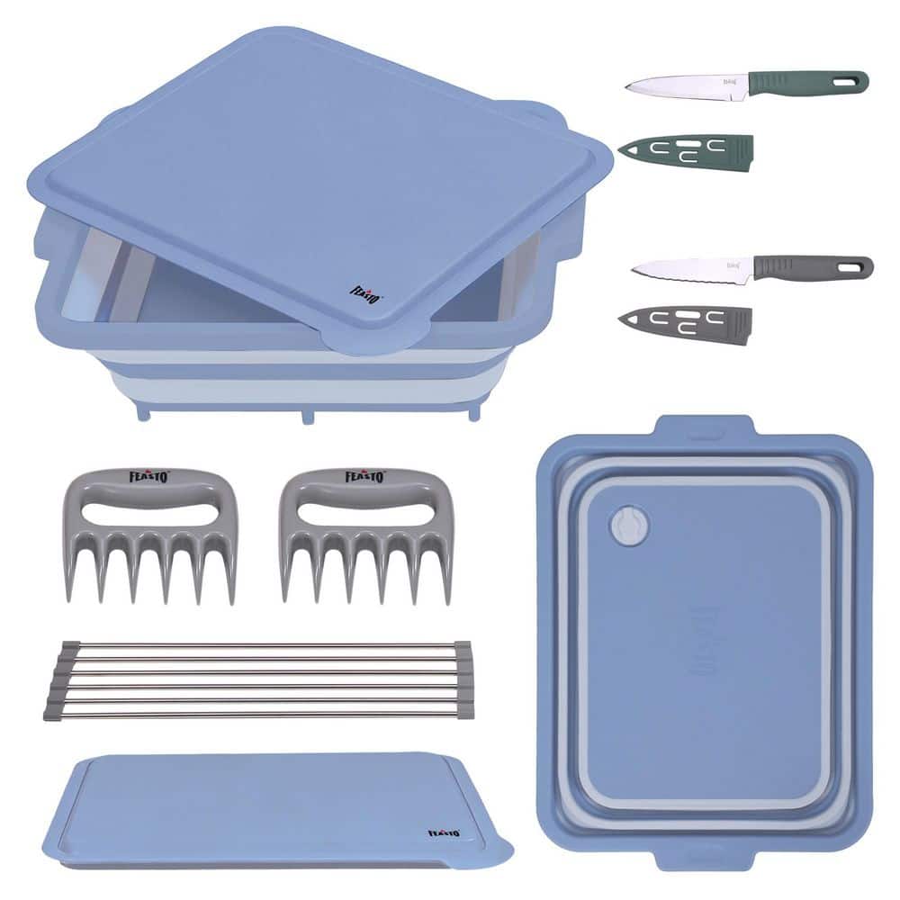 9-in-1 Multifunctional Collapsible BBQ Prep Tub with Cutting Board, Portable Grill Prep Station, Blue price history on PriceWatchPro