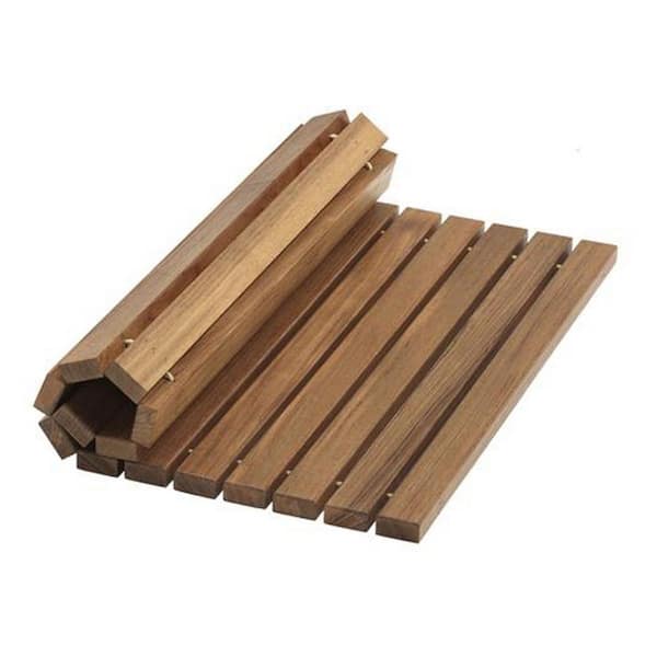 19.75 in. x 19.75 in. Brown Solid Color Wood Square Bath Mat
