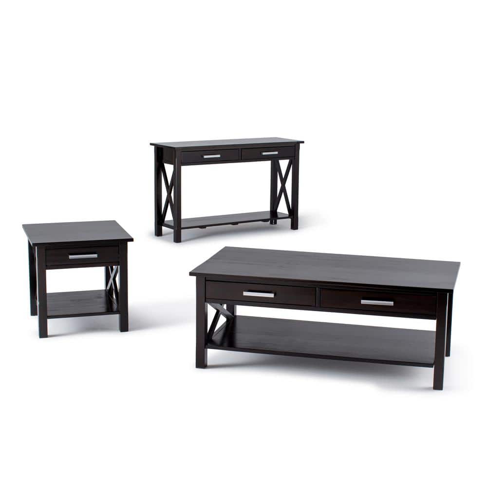 Hickory Brown Solid Wood Console Table with Storage