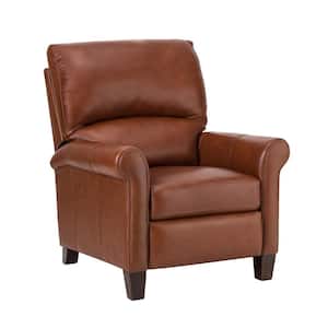 Jorge 33.07'' Wide Brown Genuine Leather Manual Recliner with Arms