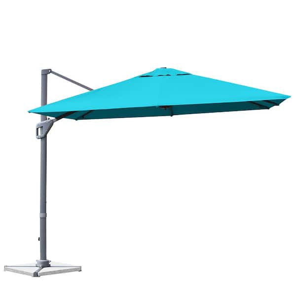 Costway 10x10 ft Aluminum Cantilever 360° Rotation Tilt Patio Umbrella in Green