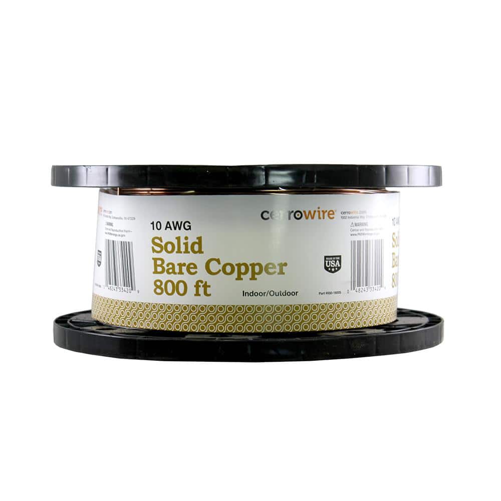(By-the-Foot) 8-Gauge Solid SD Bare Copper Grounding Wire