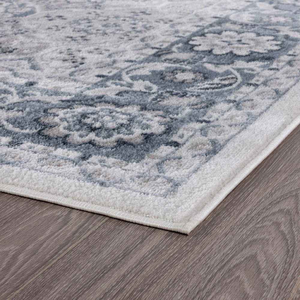 Reversible Blue Synthetic 5' x 7' Rectangular Area Rug