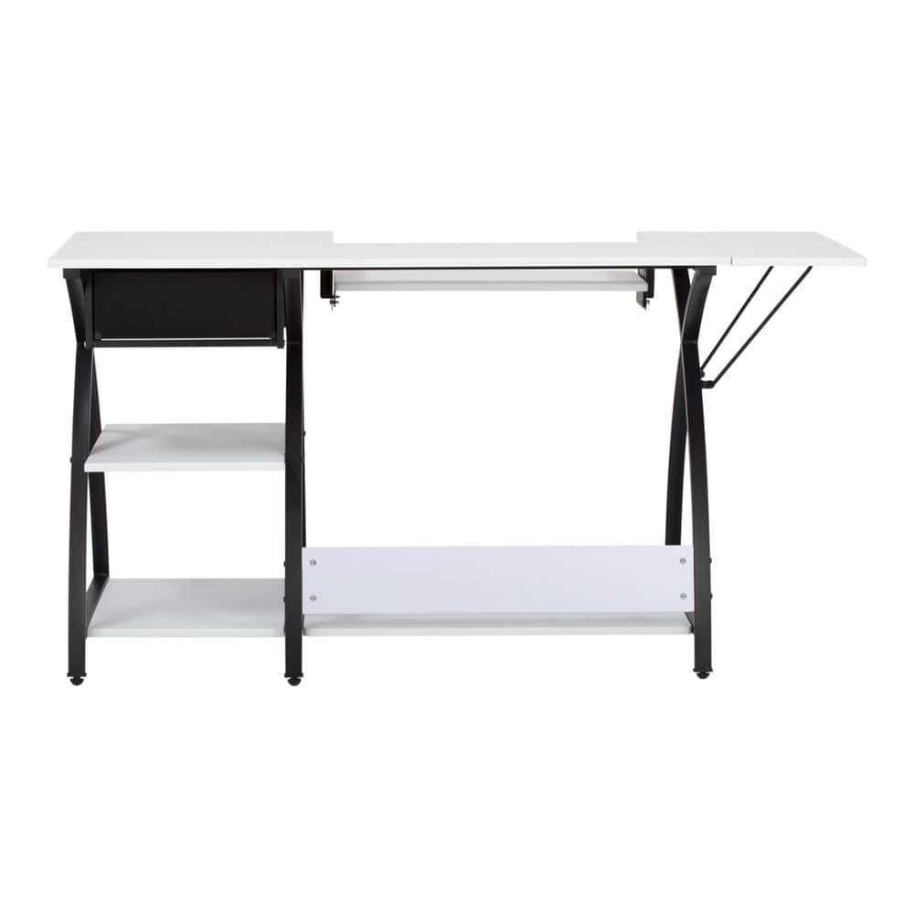 Comet Plus Adjustable Black and White Hobby Desk with Storage