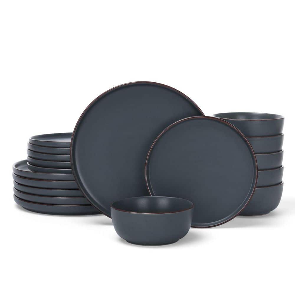 KHKFY Stoneware Dinnerware Set for 6, 18-Piece Mercury Plates and
