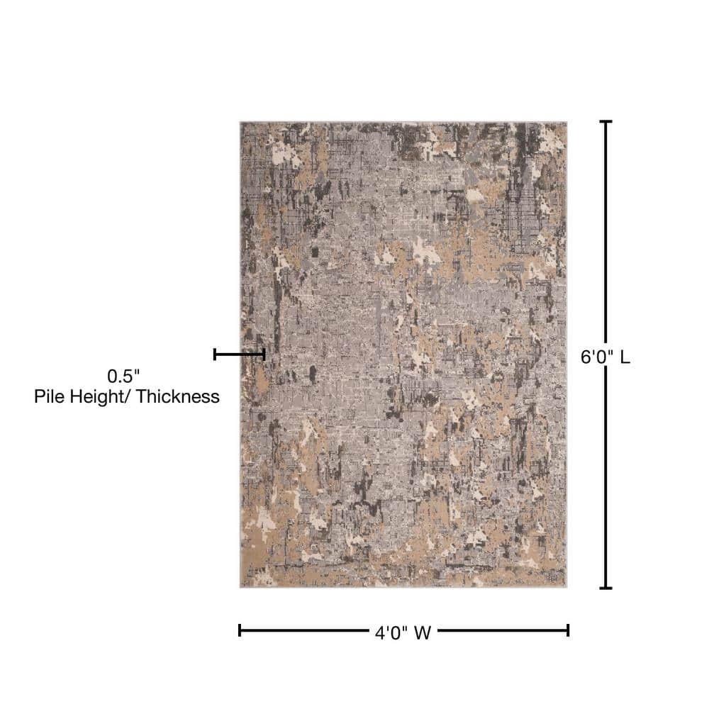 Elysian Fields Abstract Gray Synthetic 4' x 6' Area Rug