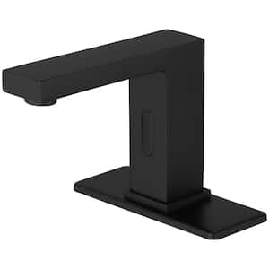 Automatic Sensor Touchless Bathroom Sink Faucet With Deck Plate In Matte Black