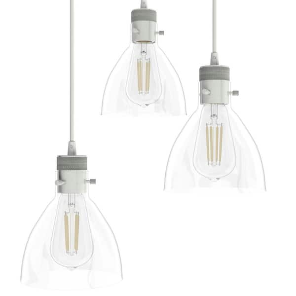 Hunter Van Nuys 3 Light Brushed Nickel Waterfall Chandelier with Clear Glass Shades Dining Room Light