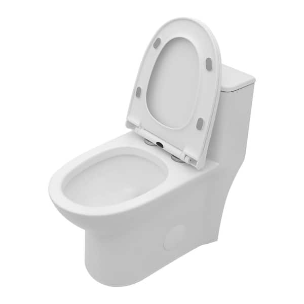 LORDEAR 12 in. Rough-In 1-piece 1.6/1.1 GPF Dual Flush Elongated Toilet in White Soft Close Seat Included