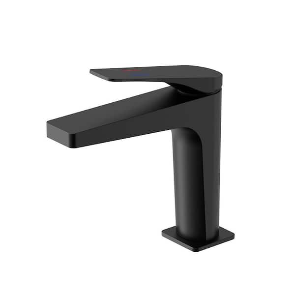 Single Handle Single Hole Bathroom Faucet with High Quality Construction in Matte Black