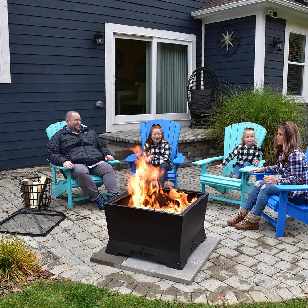 Blue Sky 28" Black Steel Smokeless Square Fire Pit