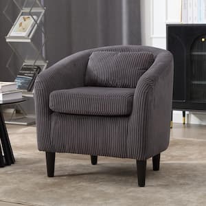 Modern Dark Gray Corduroy Upholstered Accent Chair with Wooden Legs