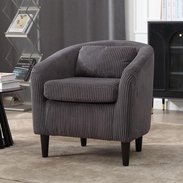 HOMEFUN Modern Dark Gray Corduroy Upholstered Accent Chair with Wooden Legs