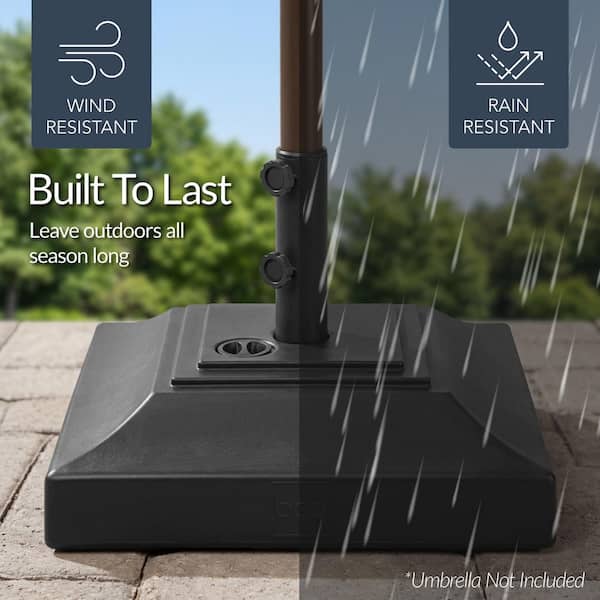 best patio umbrella stand for wind Choice Products 123lb Capacity Fillable Mobile Base Heavy Duty Market Patio, Deck, Poolside w/ 4 Wheels, 2 Locks, 2 Knobs, Wind-Resistant Design duty plastic is weather Best Choice Products Fillable Plastic