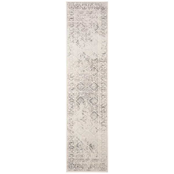 SAFAVIEH Tulum Ivory/Gray 2 ft. x 15 ft. Border Geometric Diamonds Runner Rug