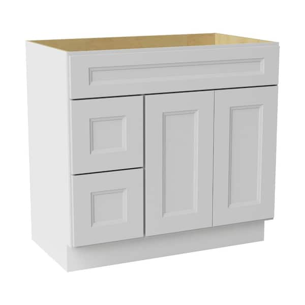 36 in. W x 21 in. D x 34.5 in. H Ready to Assemble Double Shaker Bath Vanity Combo Cabinet in Newport White