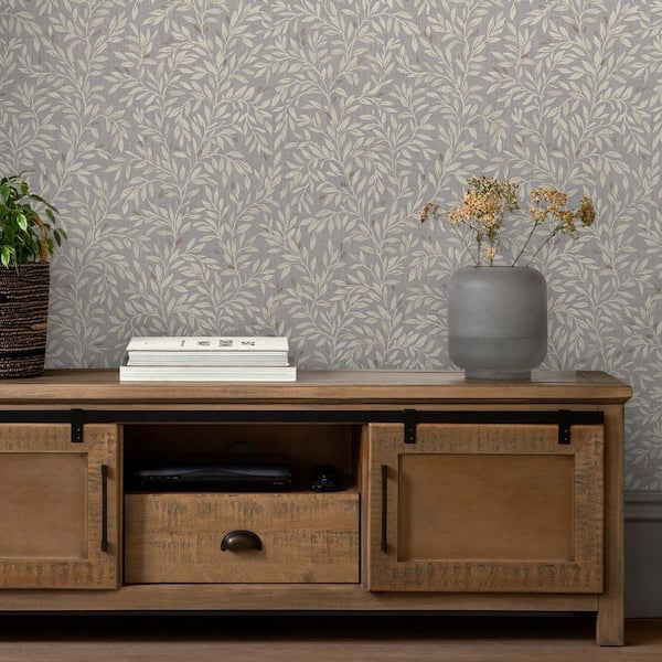 Ditsy Leaf Grey Wallpaper