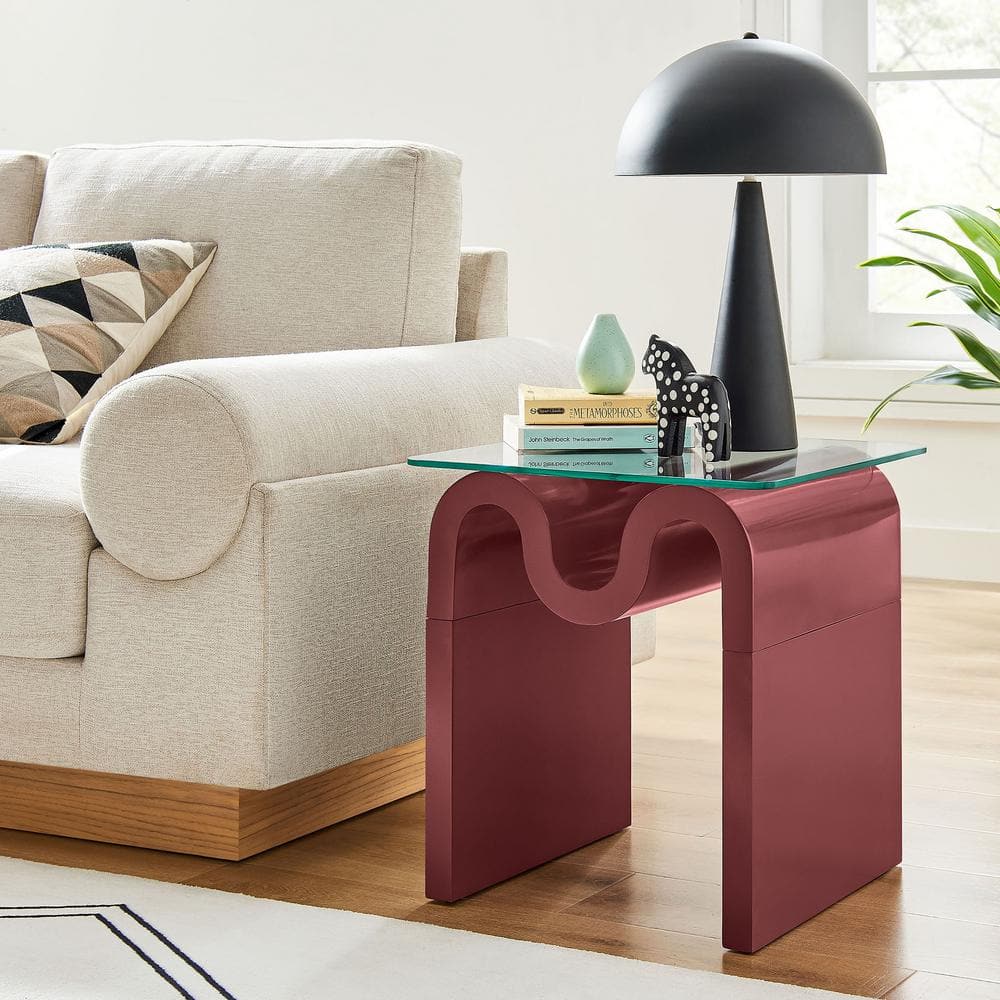 Ondine 17.01 in. Glass Top Specialty Side Table in Spiced Apple price history on PriceWatchPro