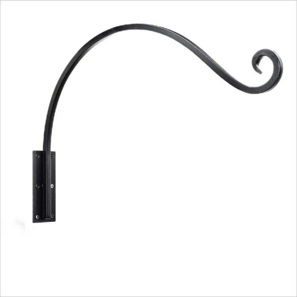 22 in. Black Iron Outdoor Hand Heavy-Duty Plant Hanger Bracket