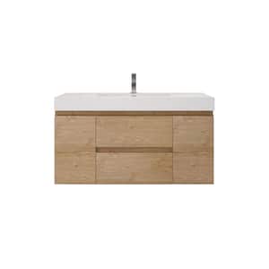 Fortune 48 in. W Bath Vanity in New England Oak with Reinforced Acrylic Vanity Top in White with White Basin