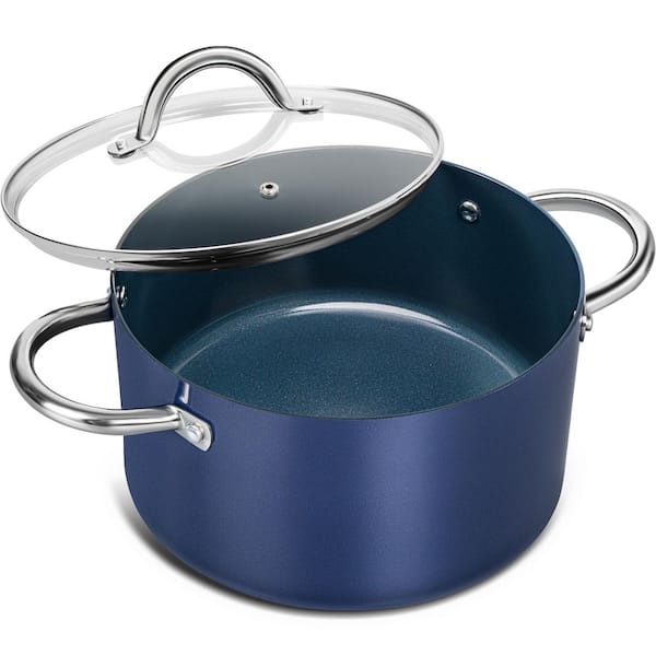 6 qt. Stock Pot with Lid, Non Toxic Ceramic Soup Pot, Non Stick Cooking Pot with Stainless Steel Handle