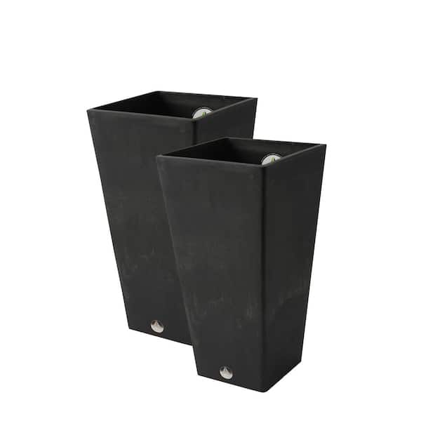 Unbranded Valencia 10 in. x 20 in. H Black Plastic Square Planters (2-Pack)