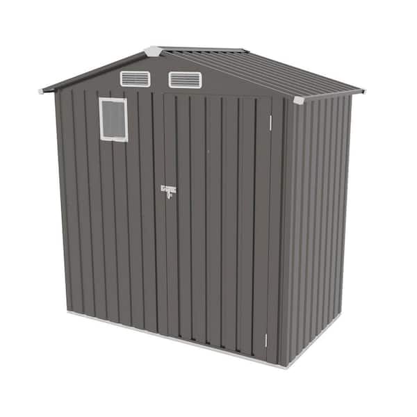 6 ft. W x 3.5 ft. D Metal Outdoor Storage Shed with Double Pitched Roof and Lockable Single Door (22 sq. ft.)