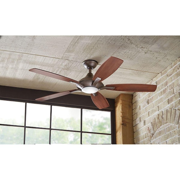 HOME COLLECTION PETERSFORD 52 IN LED BRUSHED NICKEL CEILING FAN REMOTE LIGHT KIT 