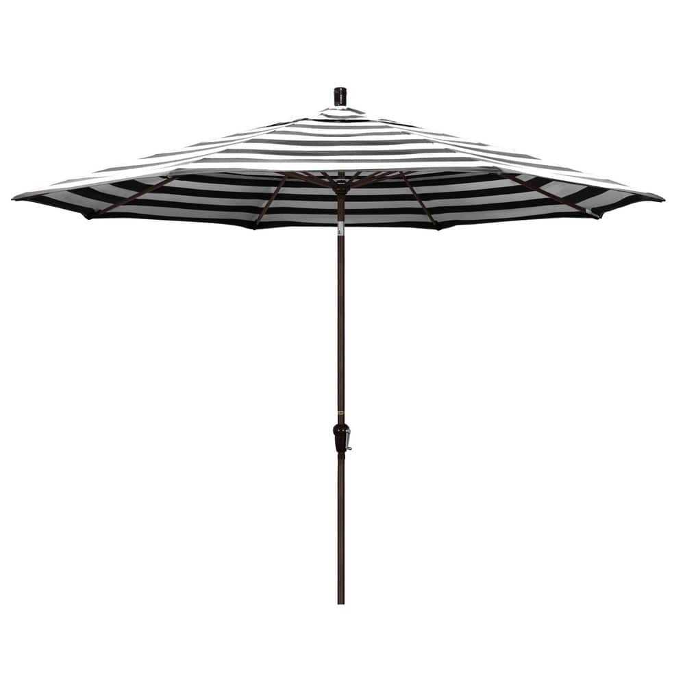 11 ft. Bronze Aluminum Market Patio Umbrella with Aluminum Ribs Auto Tilt Crank Lift in Cabana Classic Sunbrella price history on PriceWatchPro
