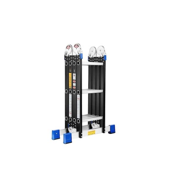 7-in-1 Reach 12 ft. Multi-Purpose Aluminium Folding Extension Step Ladder Telescoping 330 lbs. Load Capacity