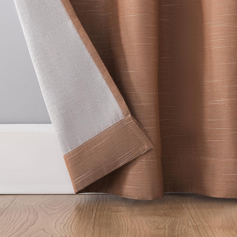 Pecan Brown Linen Blend Blackout Grommet Curtain Panel 50" x 63"