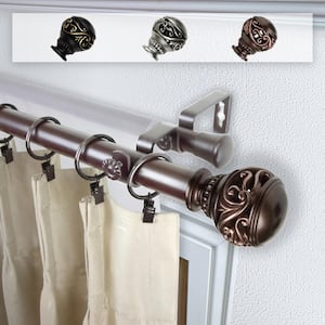Claudia 1 in. Double Curtain Rod 160 in. to 240 in. in Bronze