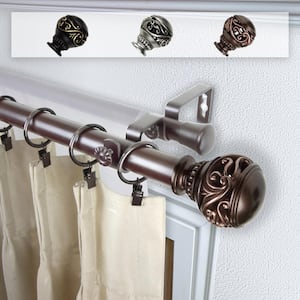 Claudia 1 in. Double Curtain Rod 66 in. to 120 in. in Bronze