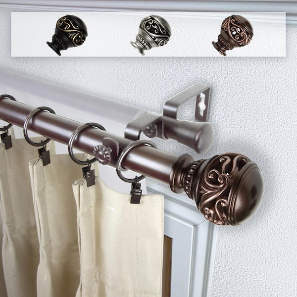 Rod Desyne Claudia 1 in. Double Curtain Rod 66 in. to 120 in. in Bronze