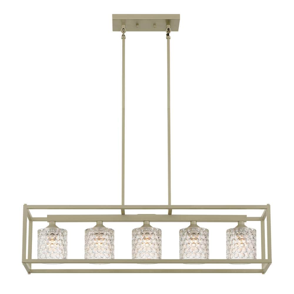 Vanity Art Brescia 36 in. 5-lights Antique Silver Pendant with Glass ...