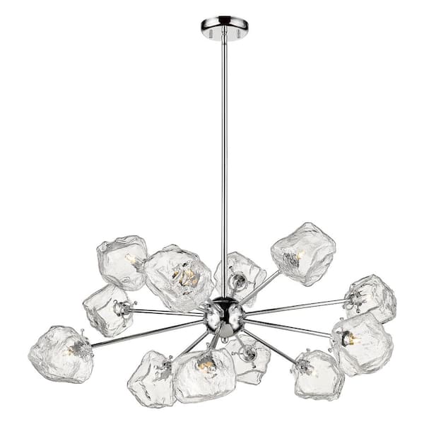CANARM Rockport 12-Light Chrome Chandelier with Clear Glass Shades