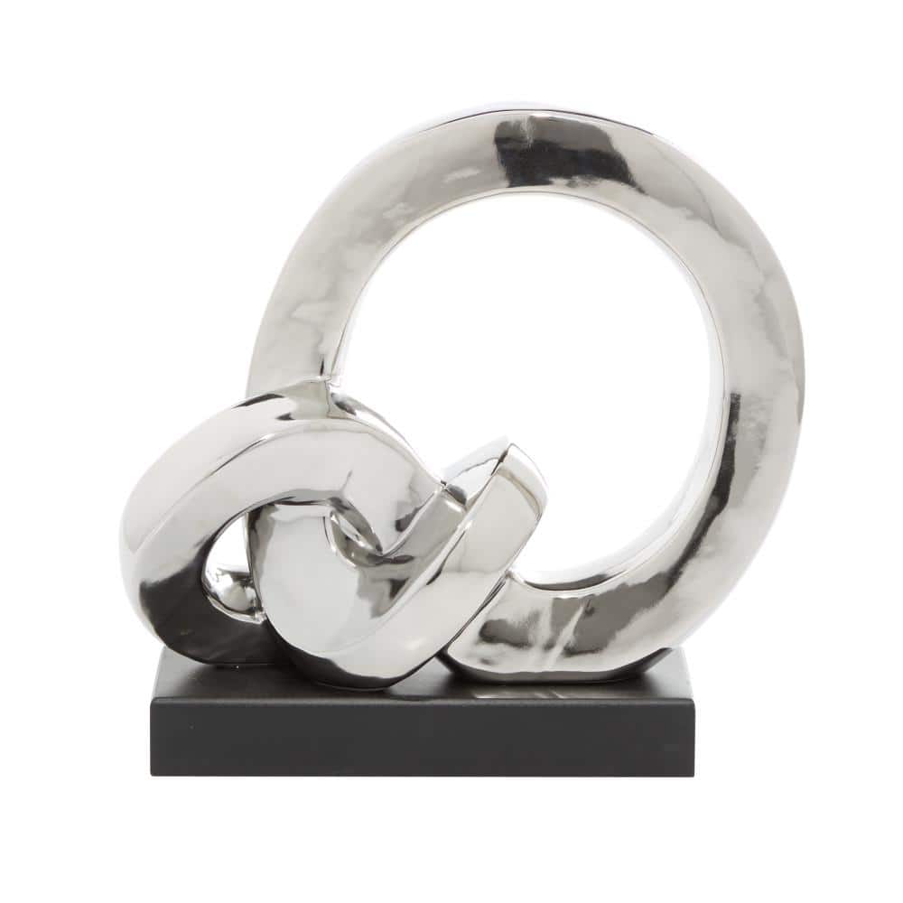 Silver Link Porcelain Abstract Sculpture 12"x12"