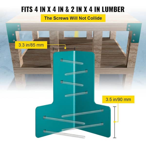 VEVOR Workbench Corner Brackets 48 lbs. Shop Table Bracket Kit 4mm Galvanized Steel for Heavy-Duty Deck Edge (8-Pieces)
