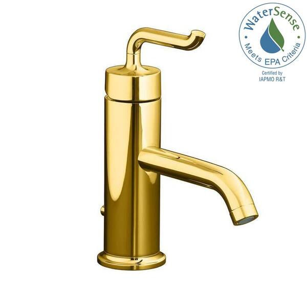 KOHLER Purist Single Hole Single Handle Low-Arc Bathroom Vessel Sink Faucet in Vibrant Modern Polished Gold