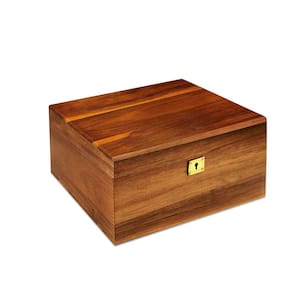 Brown 11 in. x 4 in. Wood Decorative Box with Lid and Lock