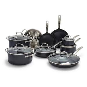 Chatham Black Prime Midnight 15-Piece Hard Anodized Healthy Ceramic Nonstick Cookware Pots and Pans Set