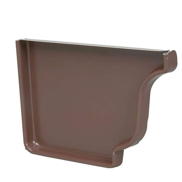 Amerimax Home Products 5 in. Brown Aluminum K-Style Left End Cap