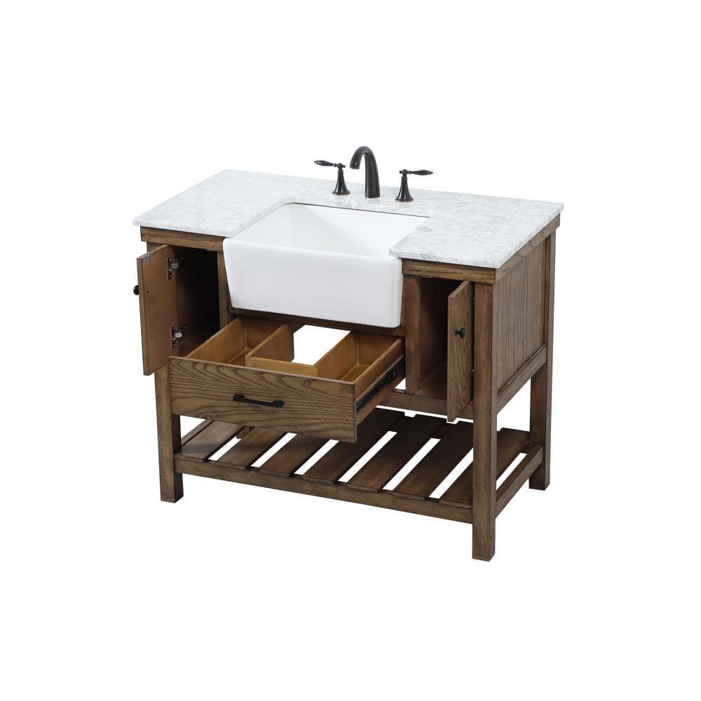Driftwood Solid Wood and MDF Single Bathroom Vanity with Marble Top